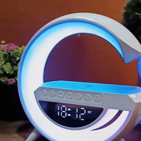 Lampara G con Cargador Inalámbrico, USB, Parlante Bluetooth – Luxury Box Perú, lampara cargador inalambrico